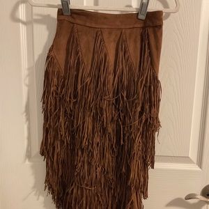 NWT Boston Proper Asymetric Tiered fringe Skirt